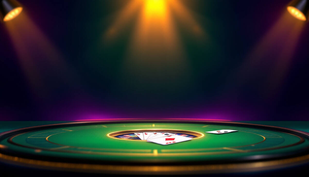 Live dealer casino table with cards